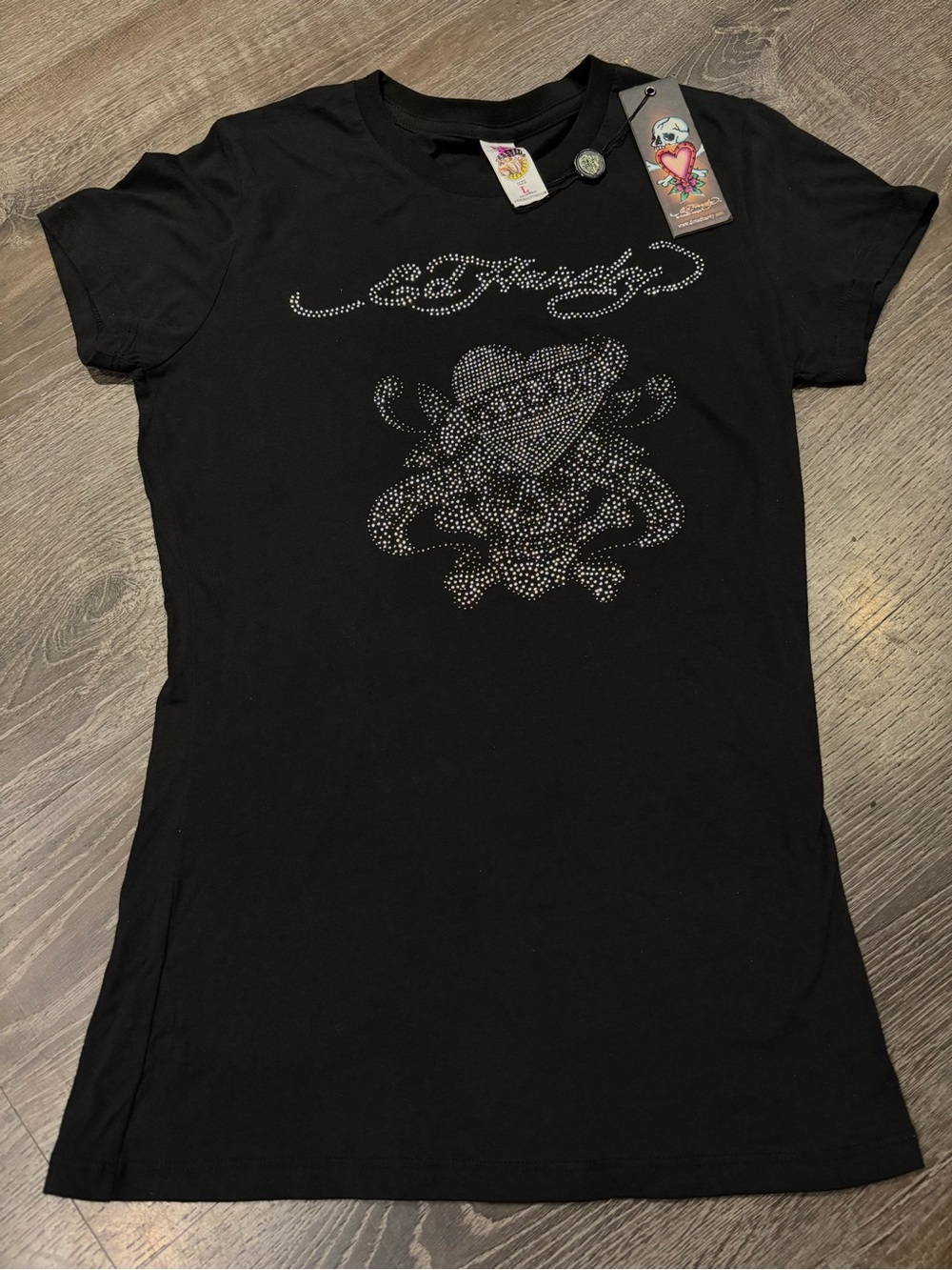 Authentic Ed Hardy Black Rhinestone Shirt